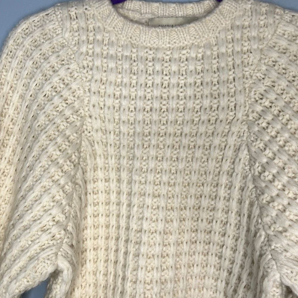 Shania Mote Andes Alpaca Blend Boxy Knit Sweater Cream Medium